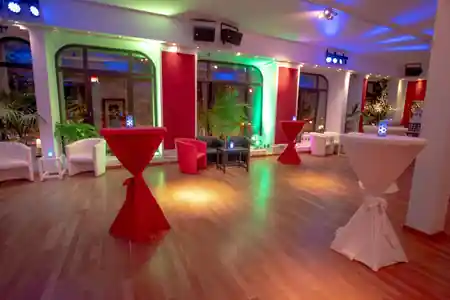 Dance School Monika Bauer Frankfurt studio decorated for evening event, salsa, bachata venue in Frankfurt