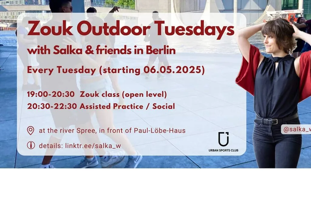 Zouk outdoor dancing at Paul-Lobe-Haus by the Spree river in Berlin