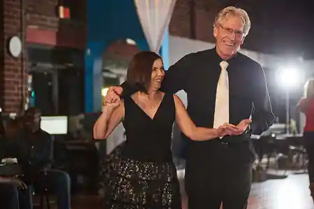 Academy Ballroom Atlanta social dance party with couples dancing — salsa, bachata venue in Atlanta