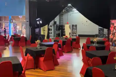 Academy Ballroom Atlanta spacious rental venue with polished dance floor — salsa, bachata venue in Atlanta