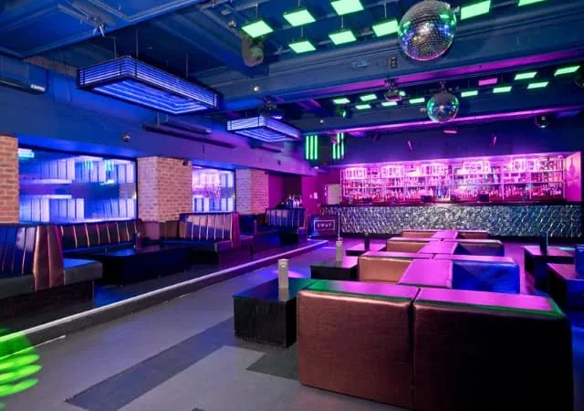 Sway Bar London club room with dance floor and DJ booth