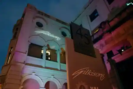 Gilkisons Dance Studio building exterior at night on Murray Street in Perth — bachata, salsa venue in Perth