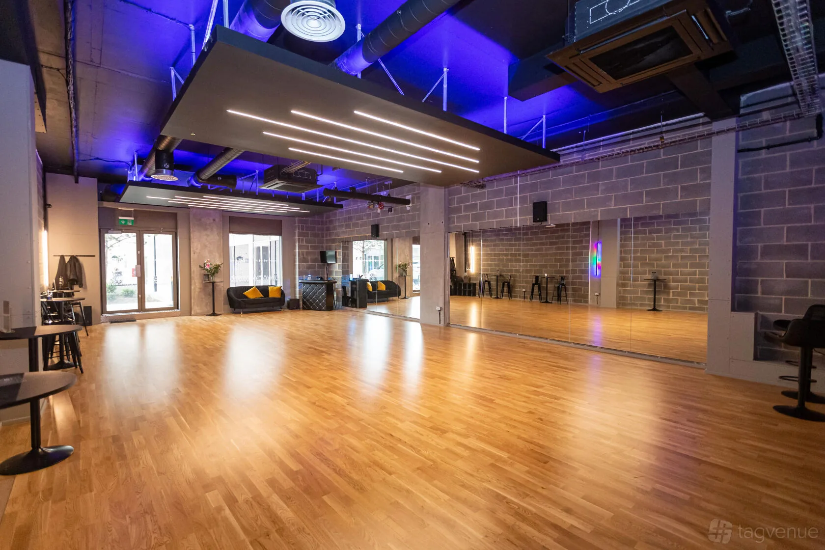 Flow Dance Studios dance floor interior at Nine Elms, London - spacious studio with wooden sprung floor — kizomba venue in London