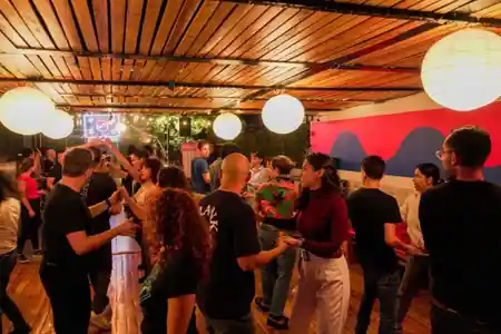 Social dancing at Busan Restaurante Bar Coreano, Condesa, Mexico City — bachata, salsa venue in Mexico City