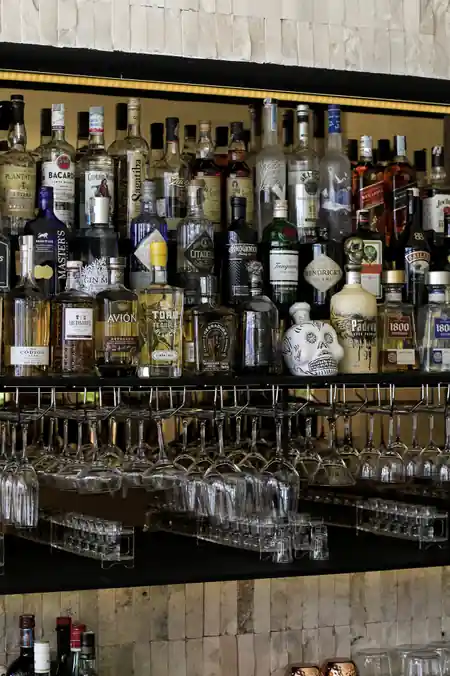Tequila and spirits bar shelf at Jalapeno Bali venue — salsa, bachata, kizomba venue in Bali