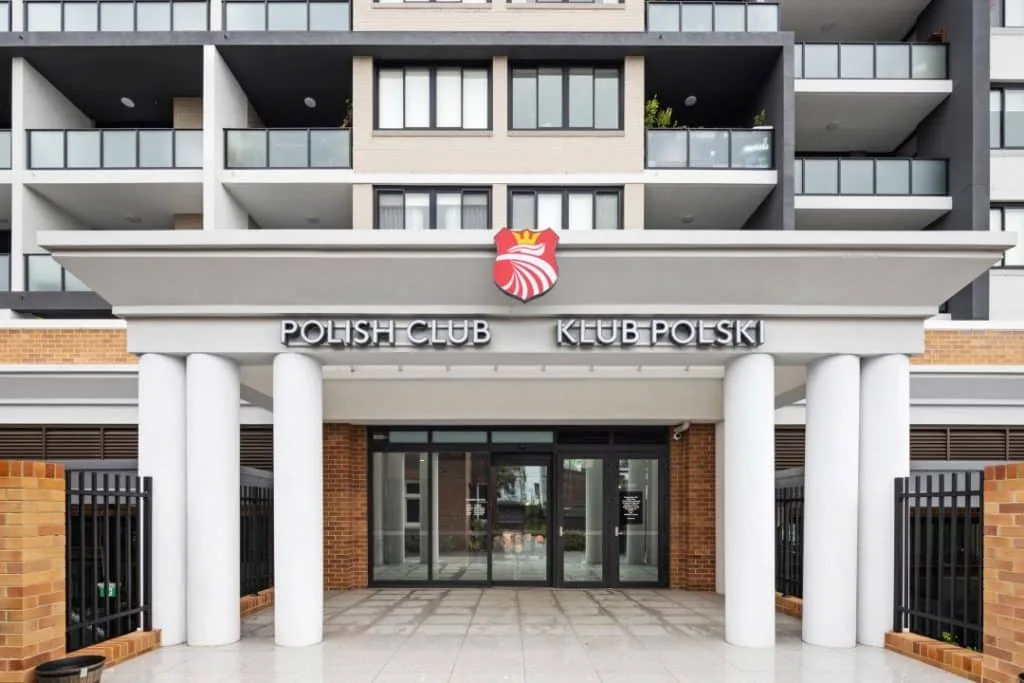 Entrance and signage of Polish Club Ashfield, host of Sydney Salsa socials