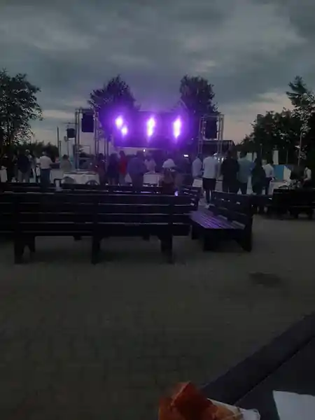 Cacao Latino outdoor stage at night with crowd in Moncalieri, bachata, salsa venue in Moncalieri