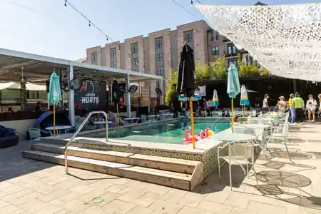 Cabana Club Austin interior bar and lounge with stylish lighting and bottle service area — salsa, bachata venue in Austin