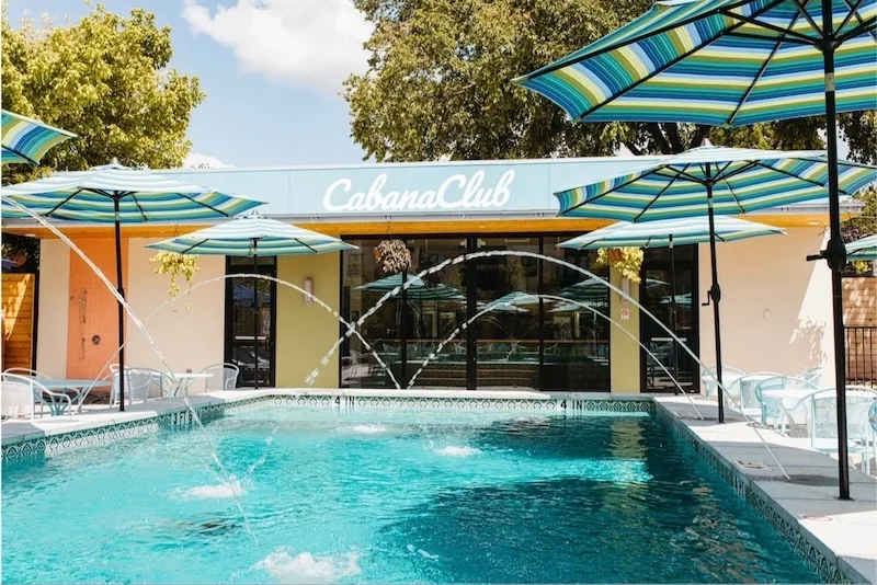 Cabana Club Austin pool area with Cabana Club sign