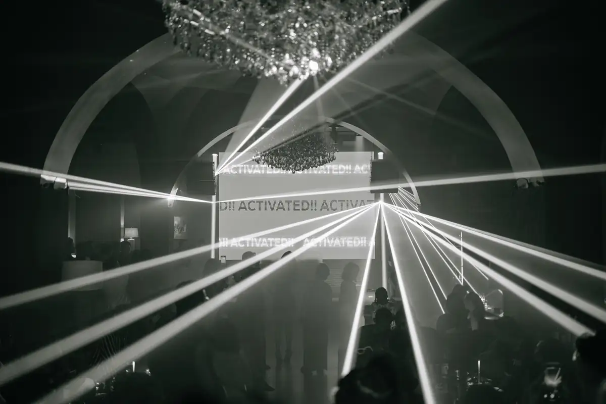 Nightclub event at Midaz Bali with dramatic laser light show and crowd at a live party night in Bali — salsa, bachata, kizomba venue in Bali