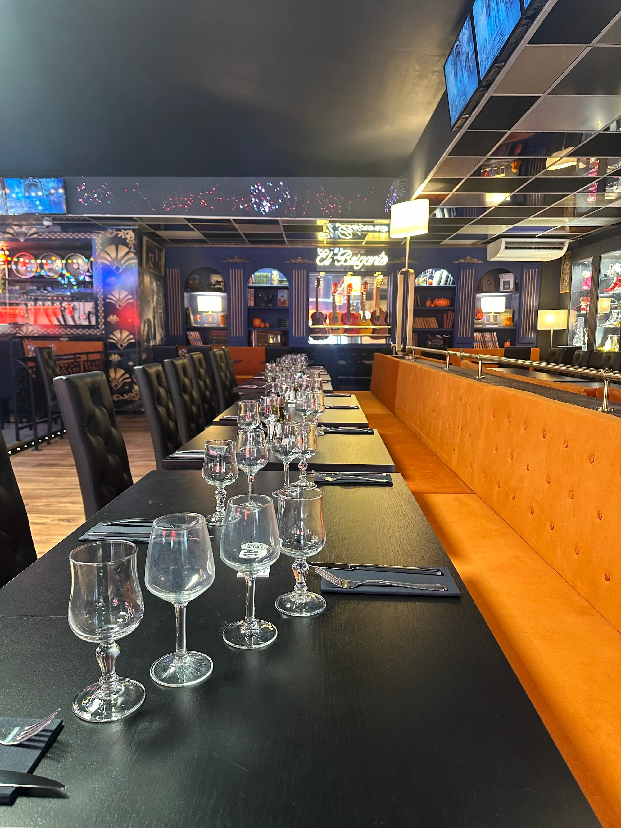 Restaurant and event space interior with El Brigante branding in Marseille France