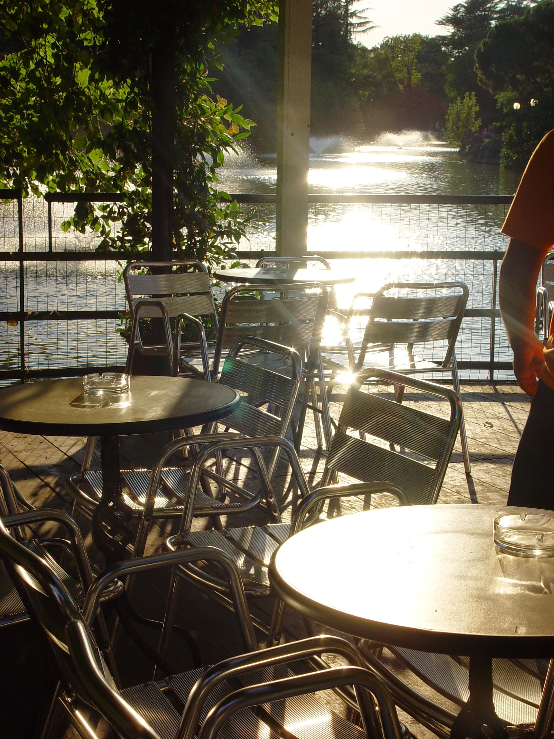 Outdoor terrace with lake view at Chalet dei Giardini Margherita Bologna