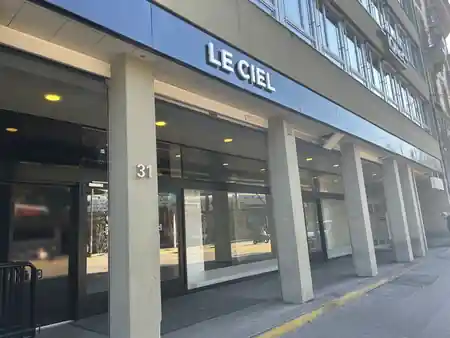 LE CIEL exterior signage on a Bern street at ground level — salsa, bachata venue in Bern