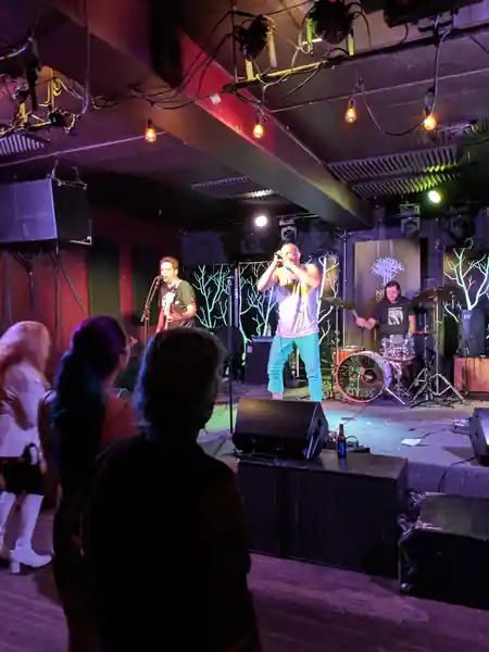 Crowd watching a live performance on stage at Neck of the Woods San Francisco — salsa, bachata venue in San Francisco