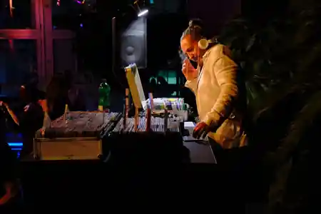 Dance floor with disco ball at SalsaRica Friday Night in Zurich