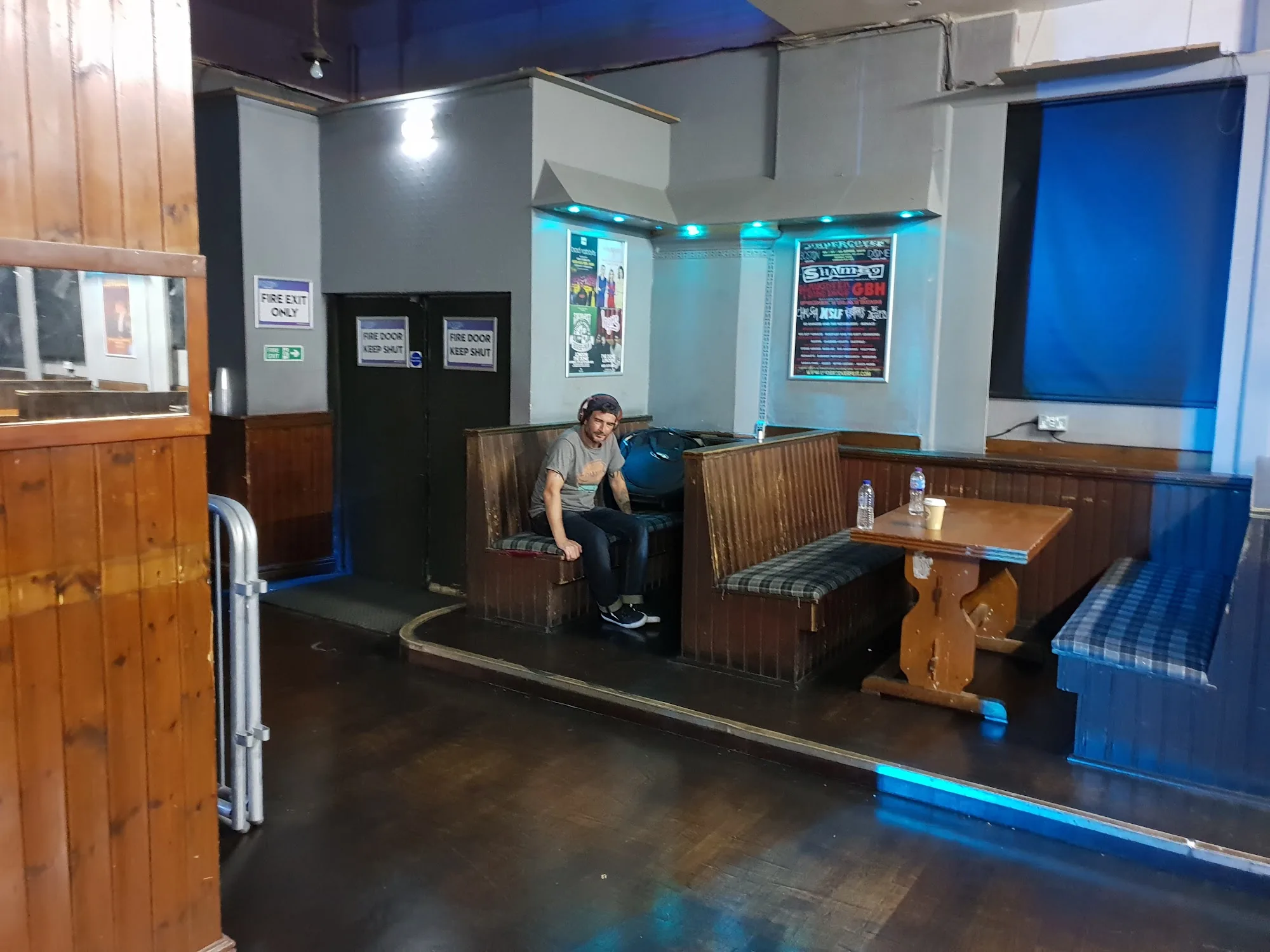 Wooden booth seating and dance floor interior at Downstairs At The Dome in London