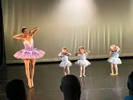 Ballet recital with young dancers on the lit stage at Dance Loft on 14, Washington D.C. — zouk venue in Washington, D.C.