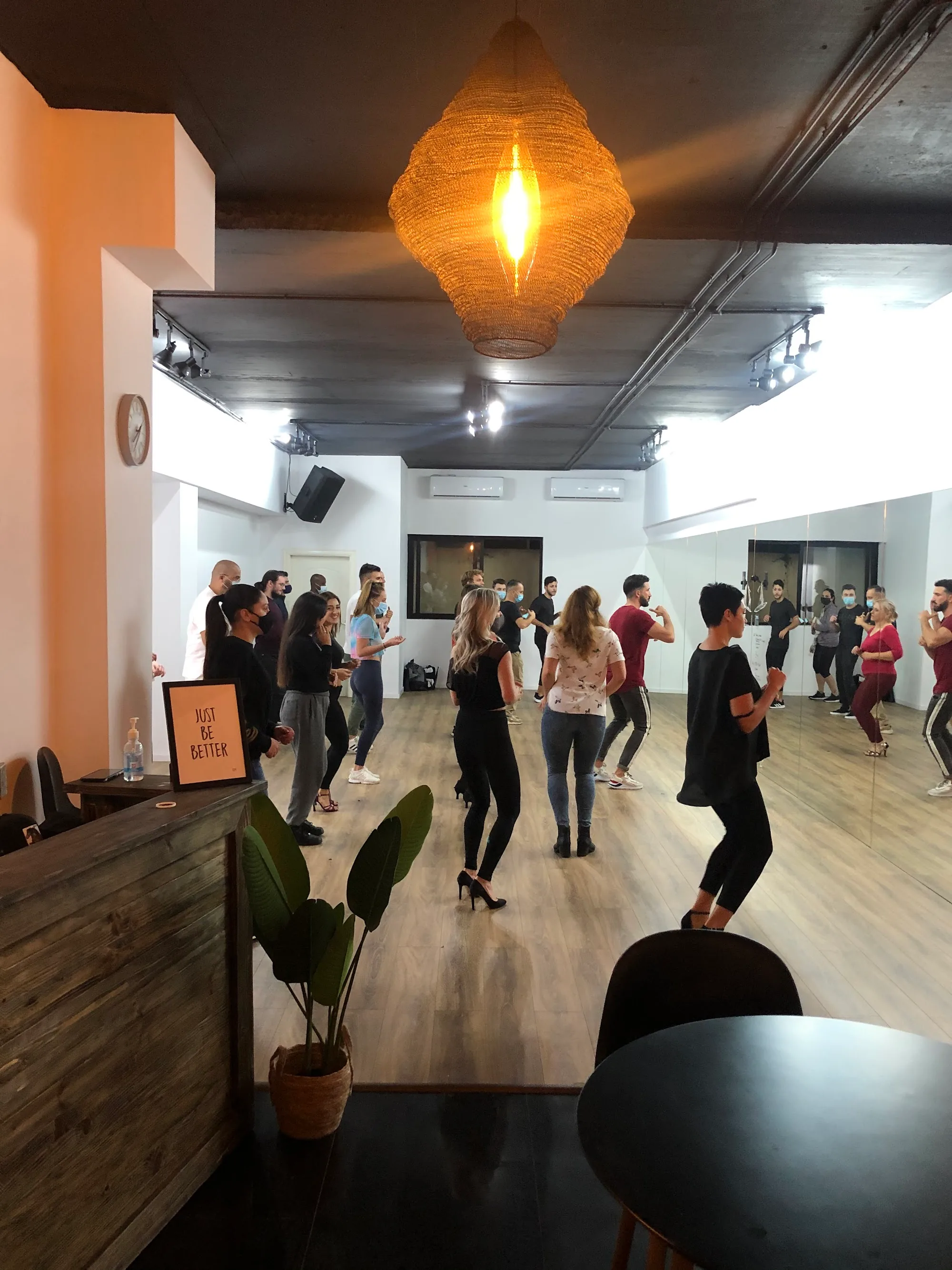 Dance class practice with mirrors and wooden floor at Connexion Studio Malta